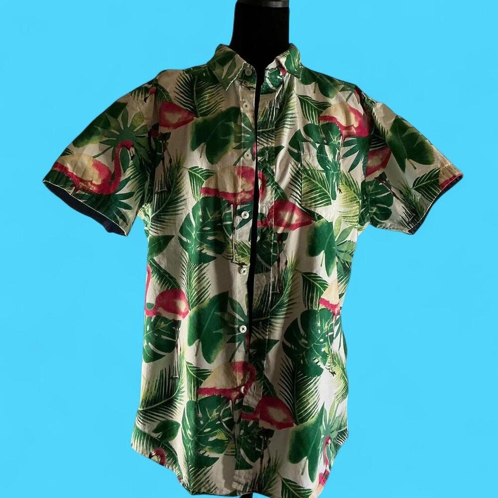 Flamingo tropical button up shirt